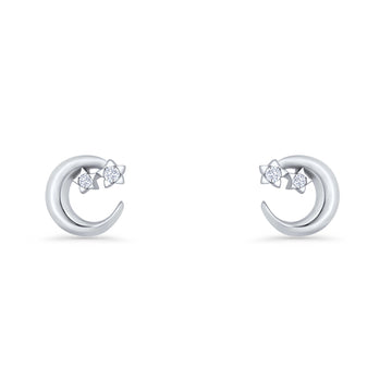 Crescent Moon & Stars Stud Earring